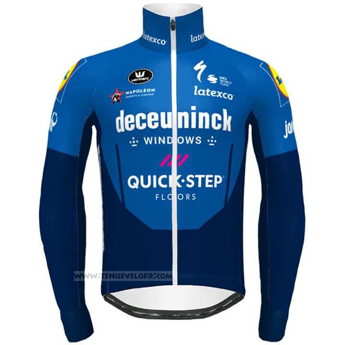 2021 Maillot Cyclisme Deceuninck Quick Step Bleu Manches Longues et Cuissard